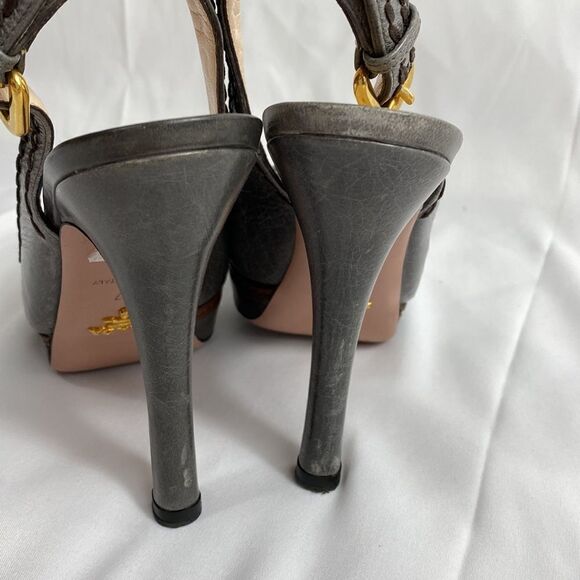 Prada Authentic Leather Slingback Heels Size 37 - Picture 4 of 9